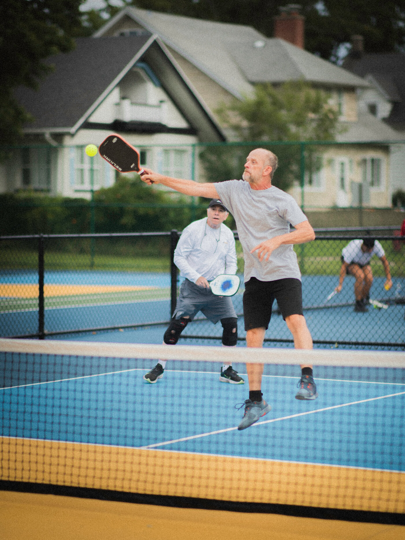 A doubles rally on the Kenosha courts